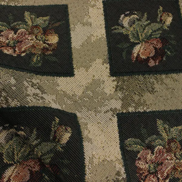 Tapestry Woven Table Runner Checkerboard Floral Motif 68x13