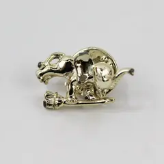 Vintage Ballou Reg'd Elephant with Broom Gold-Tone Lapel Pin