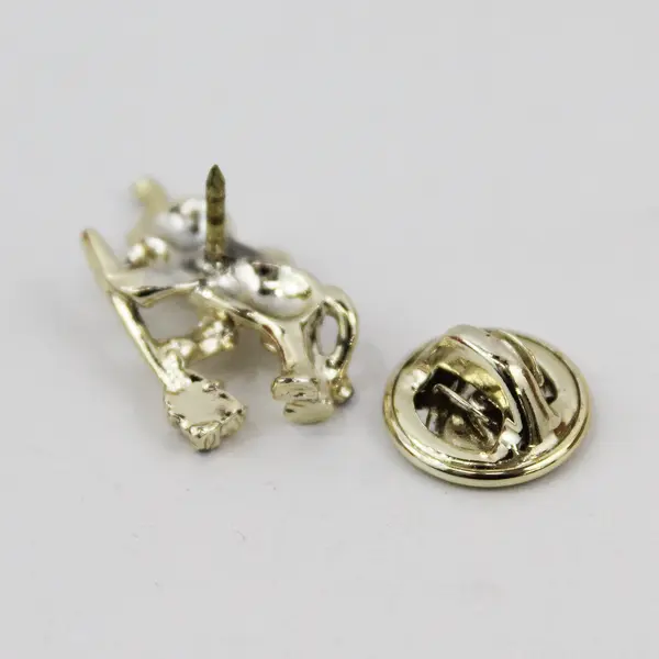 Vintage Ballou Reg'd Elephant with Broom Gold-Tone Lapel Pin