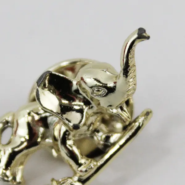 Vintage Ballou Reg'd Elephant with Broom Gold-Tone Lapel Pin