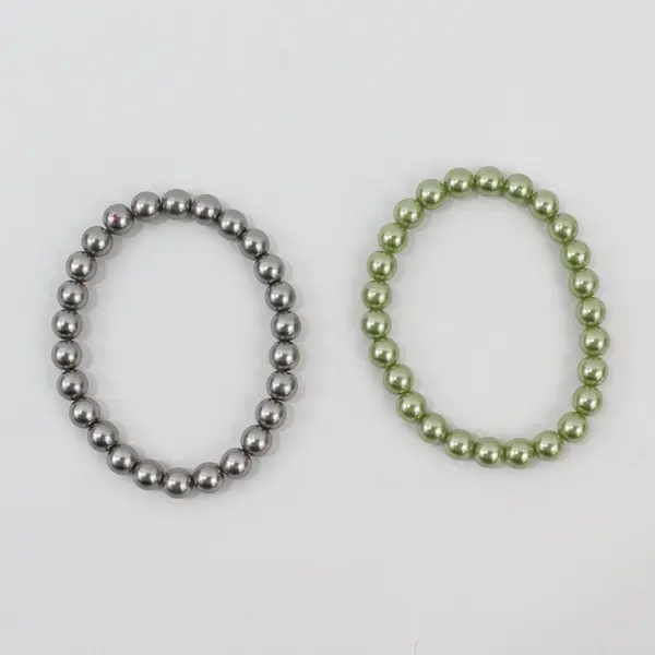 Lot of 6 Colorful Faux Pearl Stretchy Bracelets