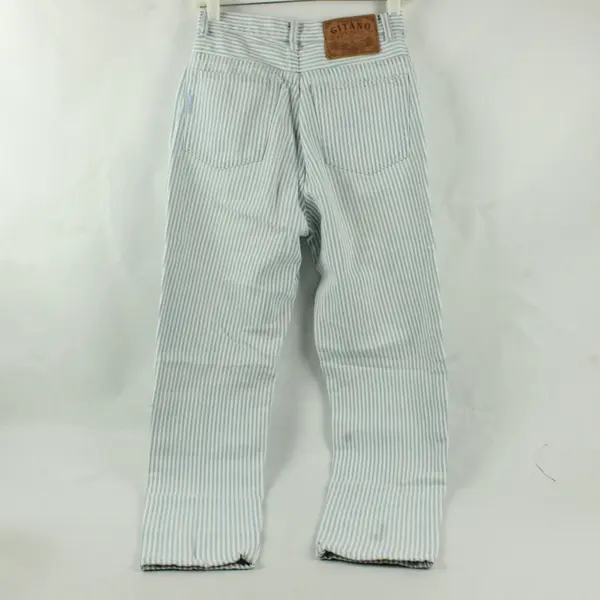 VTG Gitano Women's 9/10 Striped High Rise Tapered Leg Denim Jeans
