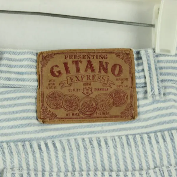 VTG Gitano Women's 9/10 Striped High Rise Tapered Leg Denim Jeans