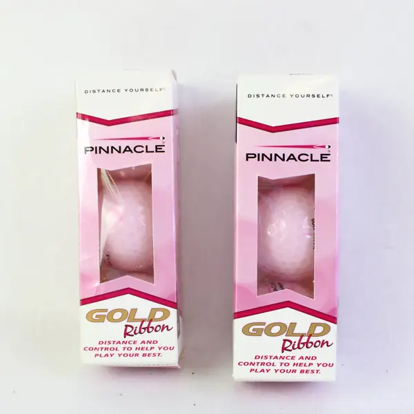 Lot of 2 Pinnacle Gold Ribbon Pink Golf Balls Breast Cancer Awareness 6 Balls
