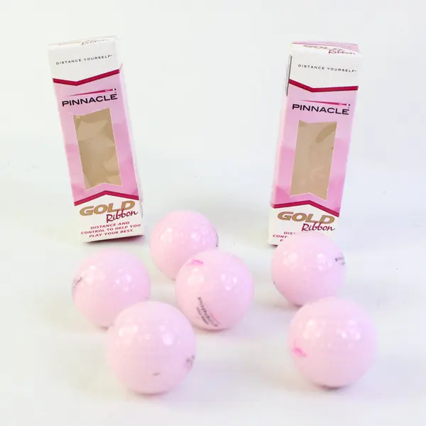 Lot of 2 Pinnacle Gold Ribbon Pink Golf Balls Breast Cancer Awareness 6 Balls