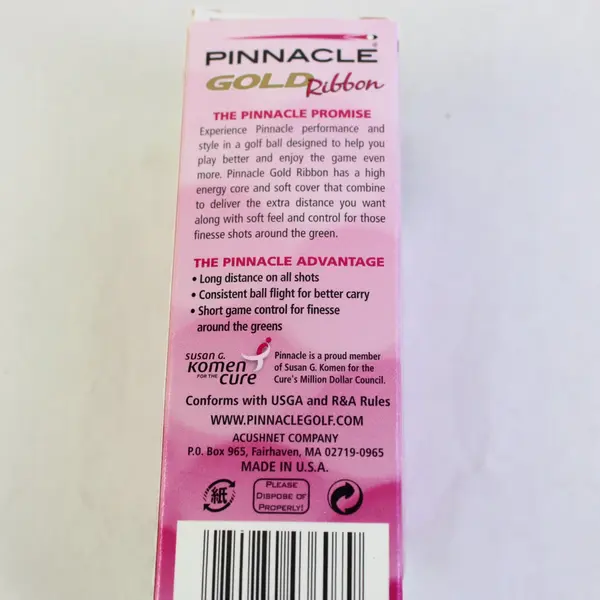 Lot of 2 Pinnacle Gold Ribbon Pink Golf Balls Breast Cancer Awareness 6 Balls