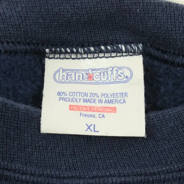 Vintage Handcuffs XL Navy Blue Cotton Blend Pullover Sweatshirt Thumb Slots