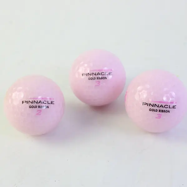 3 Pink Pinnacle Gold Ribbon Golf Balls Breast Cancer Awareness New