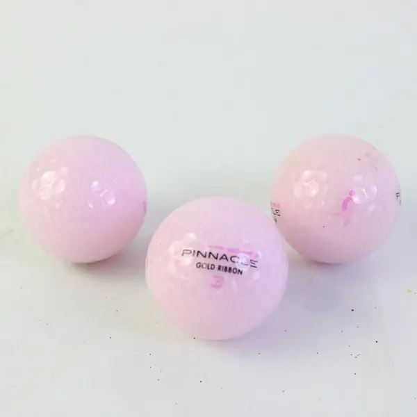 3 Pink Pinnacle Gold Ribbon Golf Balls Breast Cancer Awareness New
