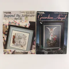Lot of 2 Vintage Leisure Arts Cross-Stitch Pattern Leaflets 1993 & 1996