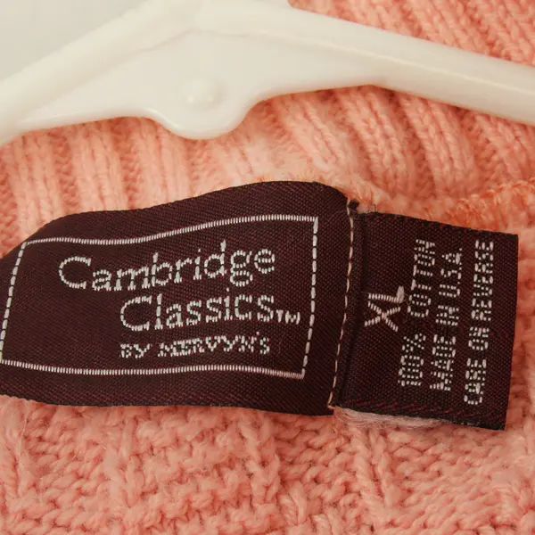 Vintage Cambridge Classics Mervyns Women's XL Pink Cable Knit Sweater