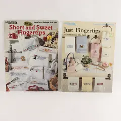Lot of 2 Vintage Leisure Arts Cross Stitch Fingertip Towel Leaflets 485 2444