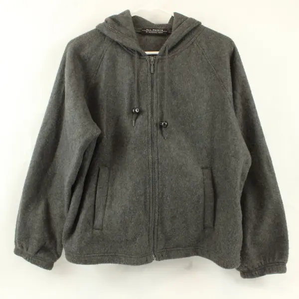 All Points Women Gray Fleece Full Zip Hoodie Size M