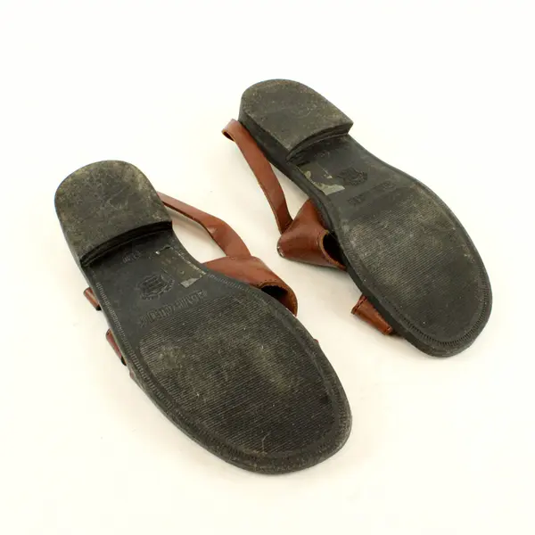 The Leather Collection Brown Leather Strappy Buckle Sandals Womens US 8.5 Wide