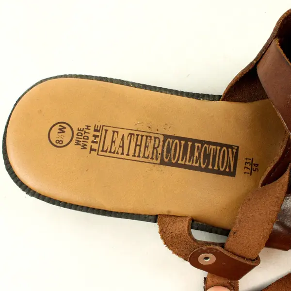 The Leather Collection Brown Leather Strappy Buckle Sandals Womens US 8.5 Wide