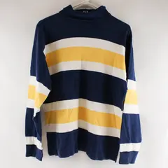 Vintage GAP Yellow White and Blue Striped Long Sleeve Turtleneck Shirt Men's XL
