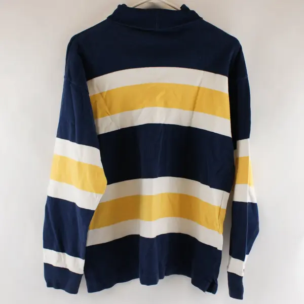 Vintage GAP Yellow White and Blue Striped Long Sleeve Turtleneck Shirt Men's XL