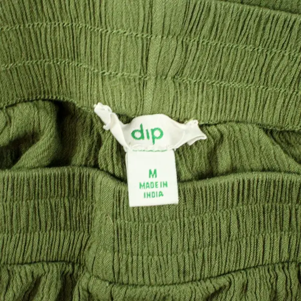 Dip Women Linen Pants Sz M Olive Green Flowy Bootcut Leg  Coastal Boho
