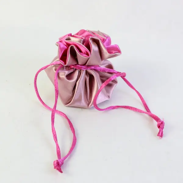Avon Pink Satin Drawstring Jewelry Pouch Travel Bag 8 Pockets VTG