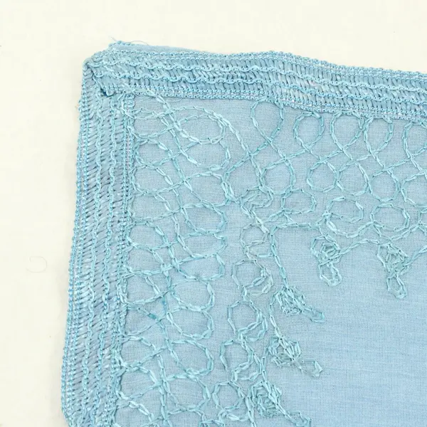 Moroccan Hand Made Embroidered Light Blue Blouse Size Small