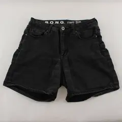 S.O.N.G. Curvy High Rise Shorts Size 7/28 All Black Distressed