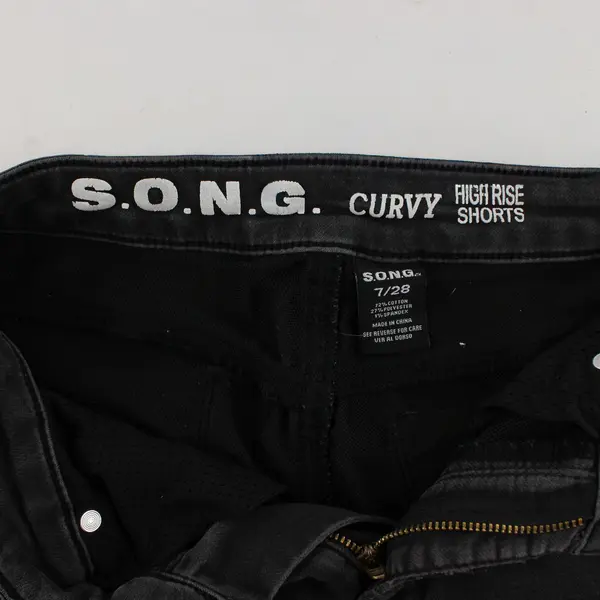 S.O.N.G. Curvy High Rise Shorts Size 7/28 All Black Distressed