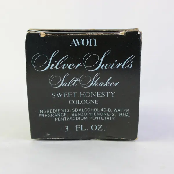 Vintage Avon Silver Swirls Sweet Honesty Empty Cologne Bottle Collectible