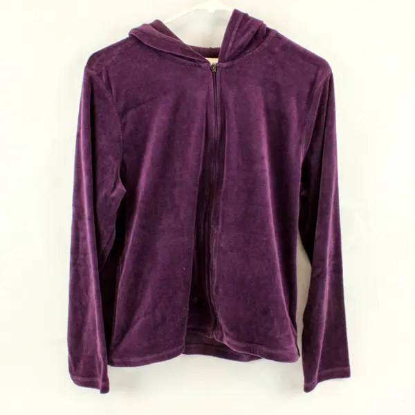 Erika Plum Purple Velour Zip-Up Hoodie Women's Medium