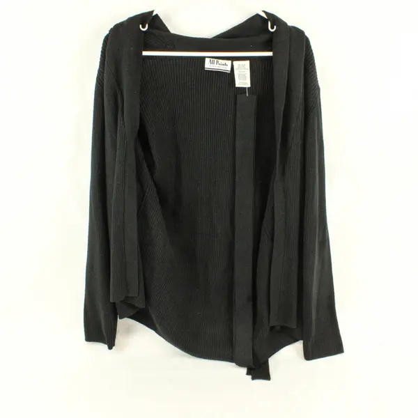 All Points by Reference Point Black Knit Cardigan with Belt Women's Large 12/14