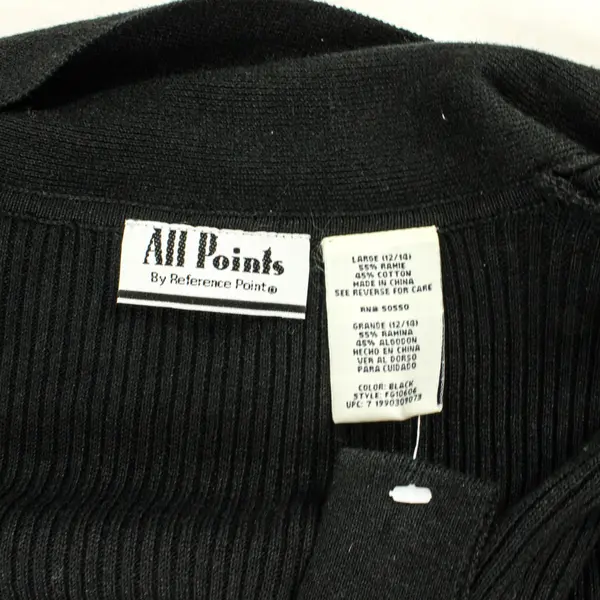 All Points by Reference Point Black Knit Cardigan with Belt Women's Large 12/14
