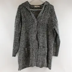 Women by Design L Black White Hooded Button-Up Cardigan Sweater Pockets