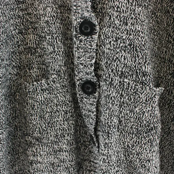 Women by Design L Black White Hooded Button-Up Cardigan Sweater Pockets