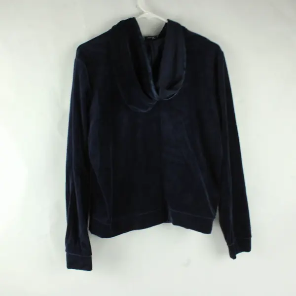Hana Navy Blue Velour Zip-Up Hoodie Women's Large