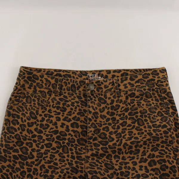 Time And Tru Leopard Print Jeans Straight Leg Womens 16