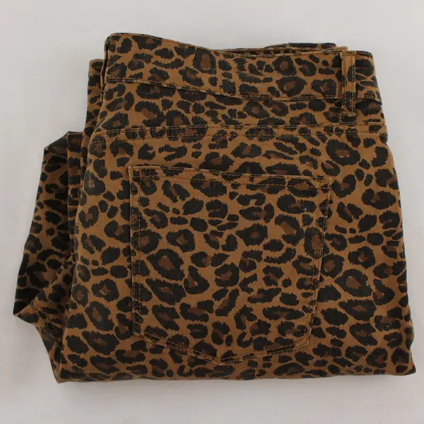Time And Tru Leopard Print Jeans Straight Leg Womens 16