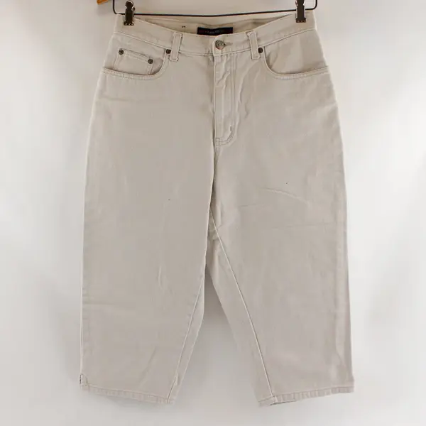 Vintage Bill Blass Jeans Capri Womens 10P Ivory Beige High Rise Casual Cotton
