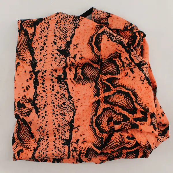 Daily Special L Peach Black Snake Skin Print Long Sleeve Ruffle Top