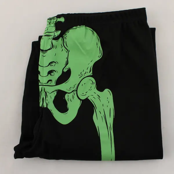 Unbranded Kids Black Green Skeleton Legs Halloween Leggings L/XL