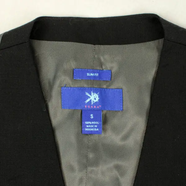 KO Egara Black Slim Fit Wool Suit Vest Waistcoat Men's Small