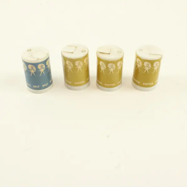Vintage Morton Umbrella Girl Miniature Salt & Pepper Shakers 4 Pc 