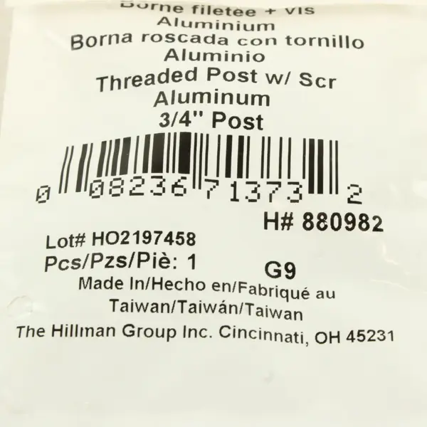 Hillman 3/4" Threaded Post w Screw Fastener Hardware