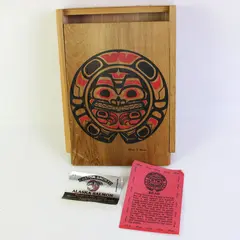 Vintage Handcrafted Northwest Coast Bear Oak Trinket Box