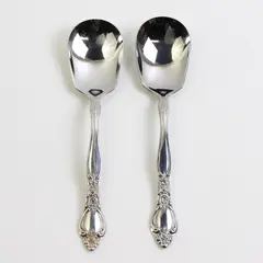 A Lot of 2 Miracle Maid MMA2 Pattern Sugar Spoons Stainless Steel 6 Inches