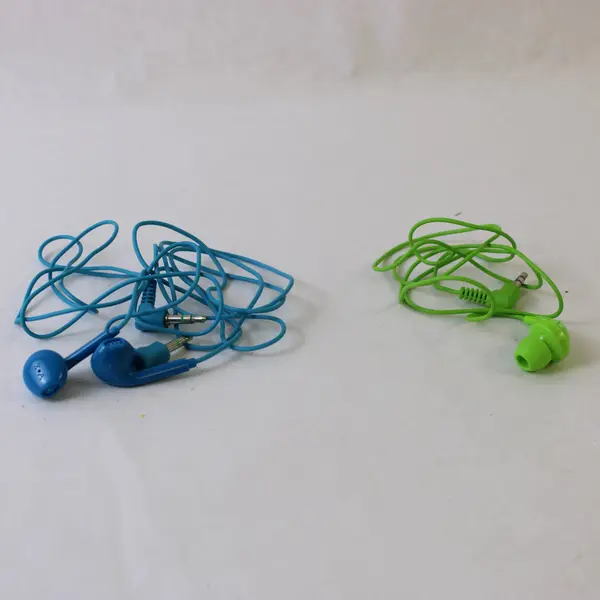 Lot of 3 Single-Sided Wired Earphones 3.5mm Plug Blue Green