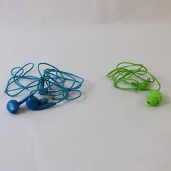 Lot of 3 Single-Sided Wired Earphones 3.5mm Plug Blue Green