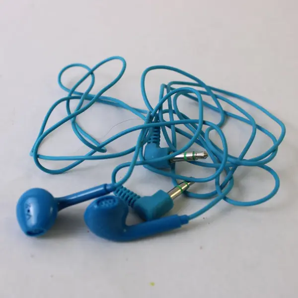 Lot of 3 Single-Sided Wired Earphones 3.5mm Plug Blue Green