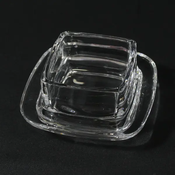 Abbott Collection Small Square Clear Glass Covered Dish With Lid