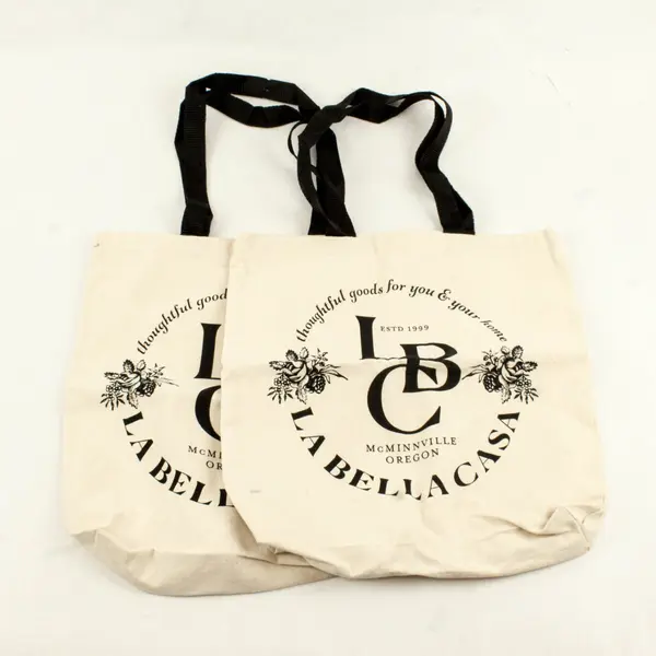 Set of 2 La Bella Casa Canvas Tote Reusable Shopping Bags