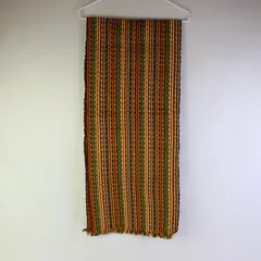 Multicolor Striped Table Runner 62in Green Brown Ochre Cream