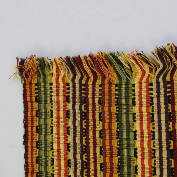 Multicolor Striped Table Runner 62in Green Brown Ochre Cream